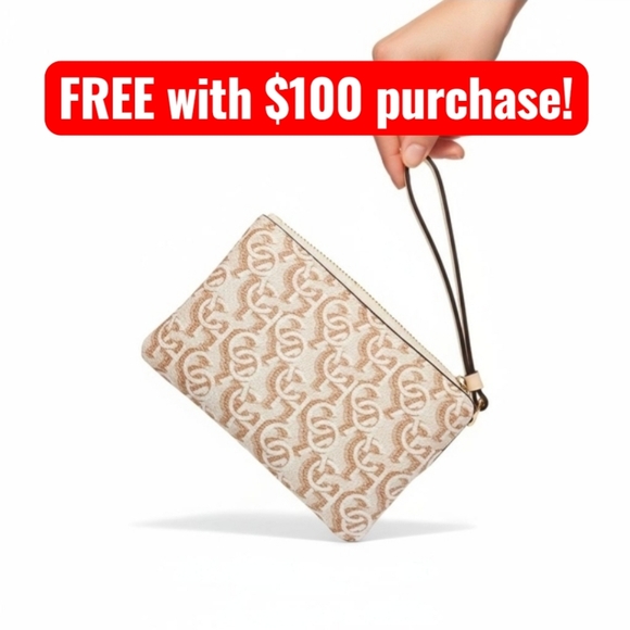 Coach Wristlet Monogram Print Cream Beige NEW NWOT